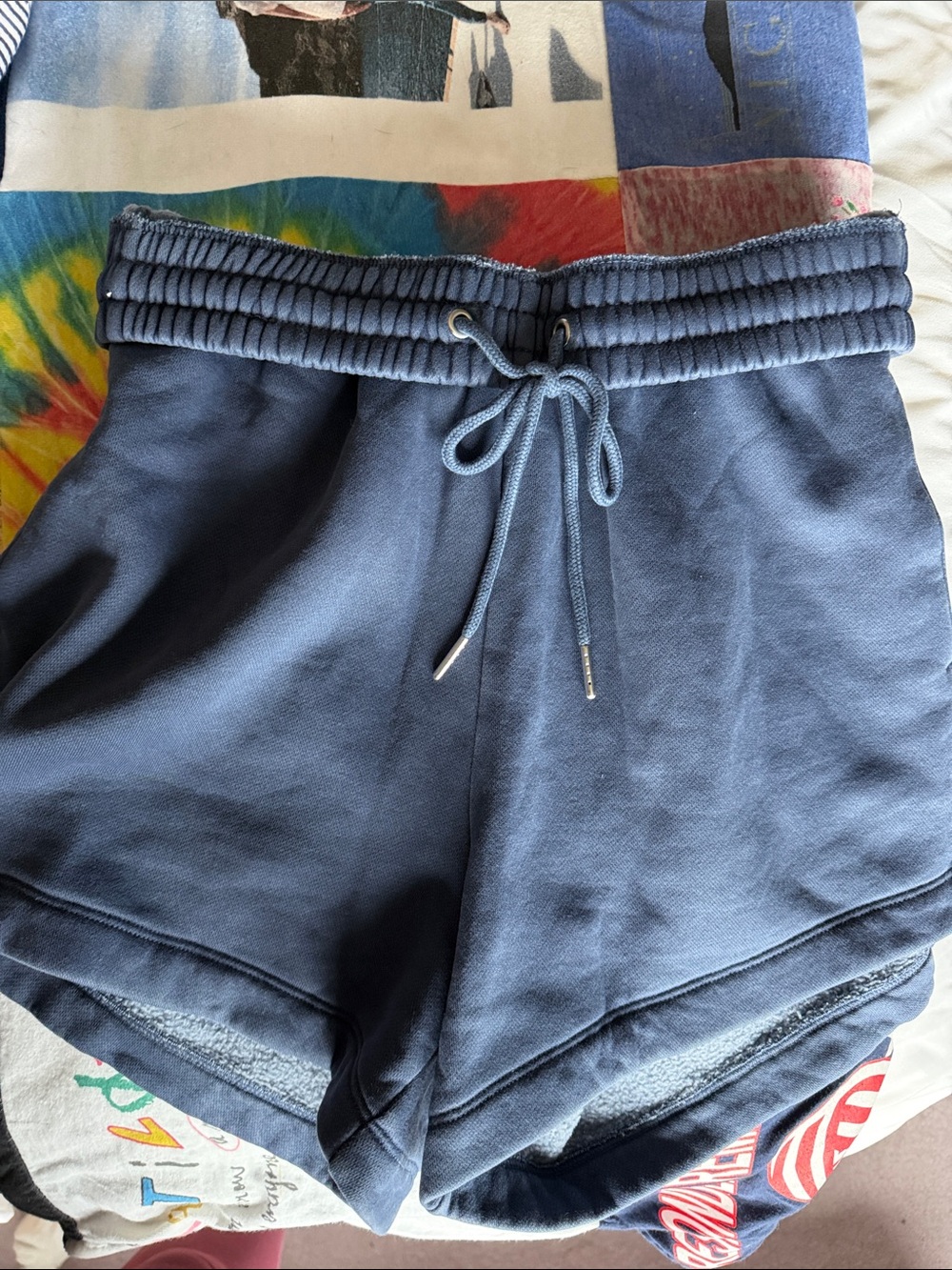 Abercrombie Women's Drawstring High-Waist Blue Lounge Shorts